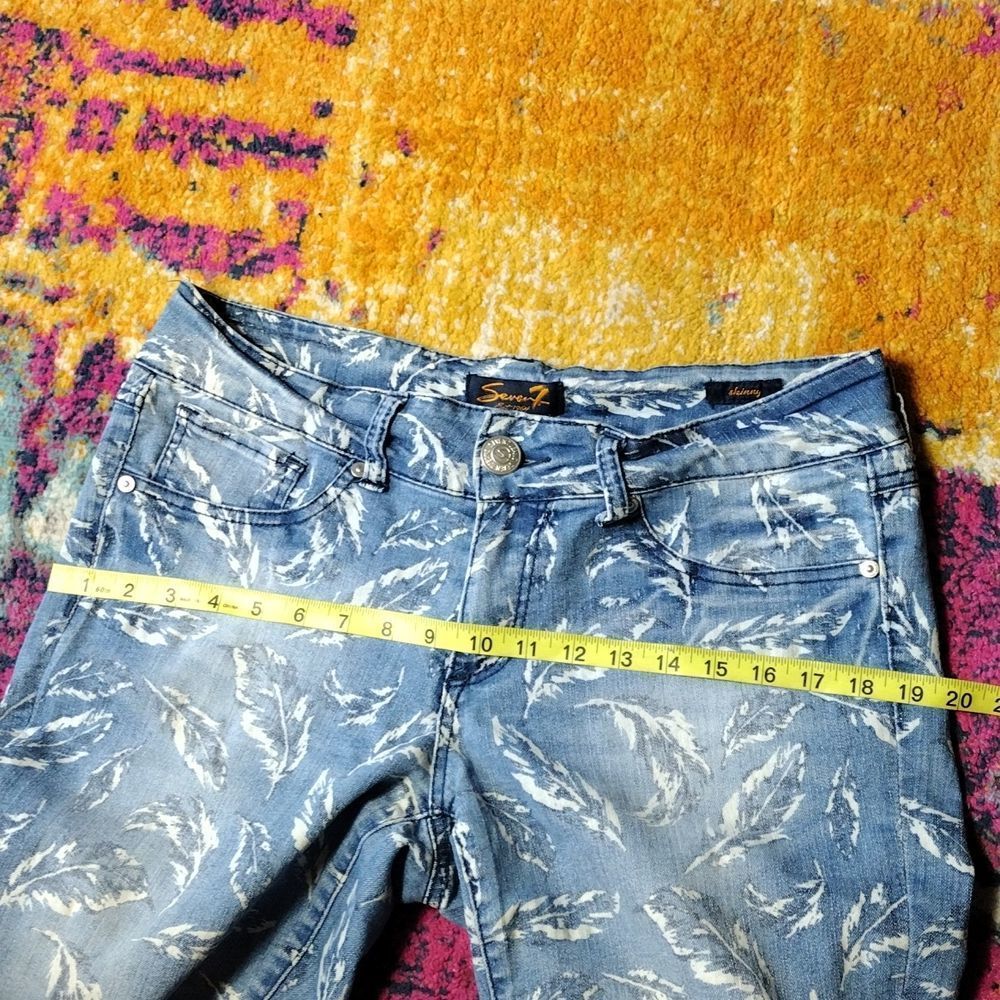 Seven7 Feather Print Skinny Jeans - Picture 9 of 14